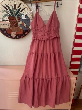 En Saison Pink Tiered Smock Summer Dress Large